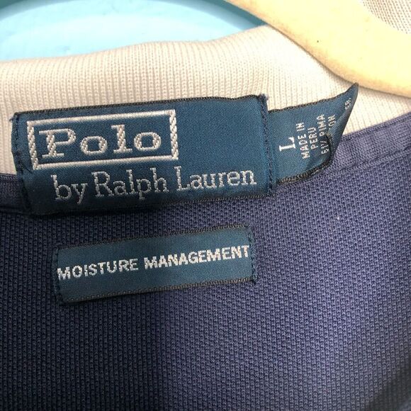 Vintage Polo Ralph Lauren Shirt Mens Large Blue Polo Short Sleeve Cotton - Picture 4 of 9